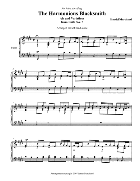 The Harmonious Blacksmith, arr. for the left hand alone (arr. James Marchand)