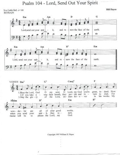 Psalm 104:  Lord Send Out Your Spirit (song version with adapted lyrics)