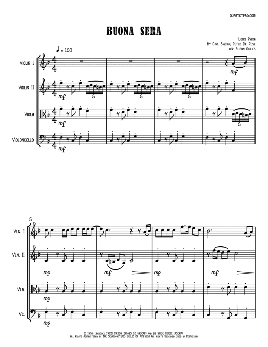 Buona Sera (arr. Alison Gillies)