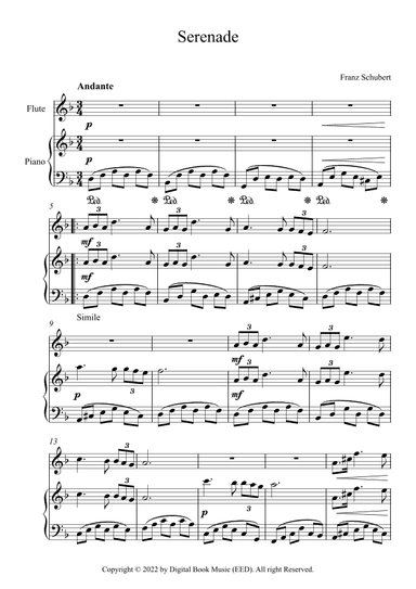 Serenade - Franz Schubert (Flute + Piano) (arr. Digital Book Music)