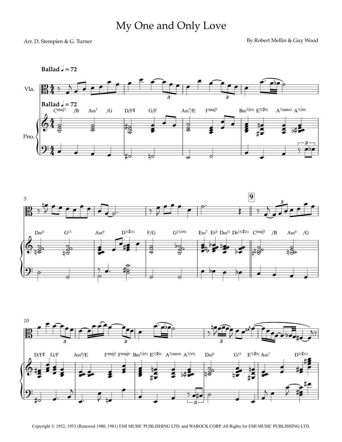 My One And Only Love (arr. Debra E. Stempien, Gregory H. Turner)