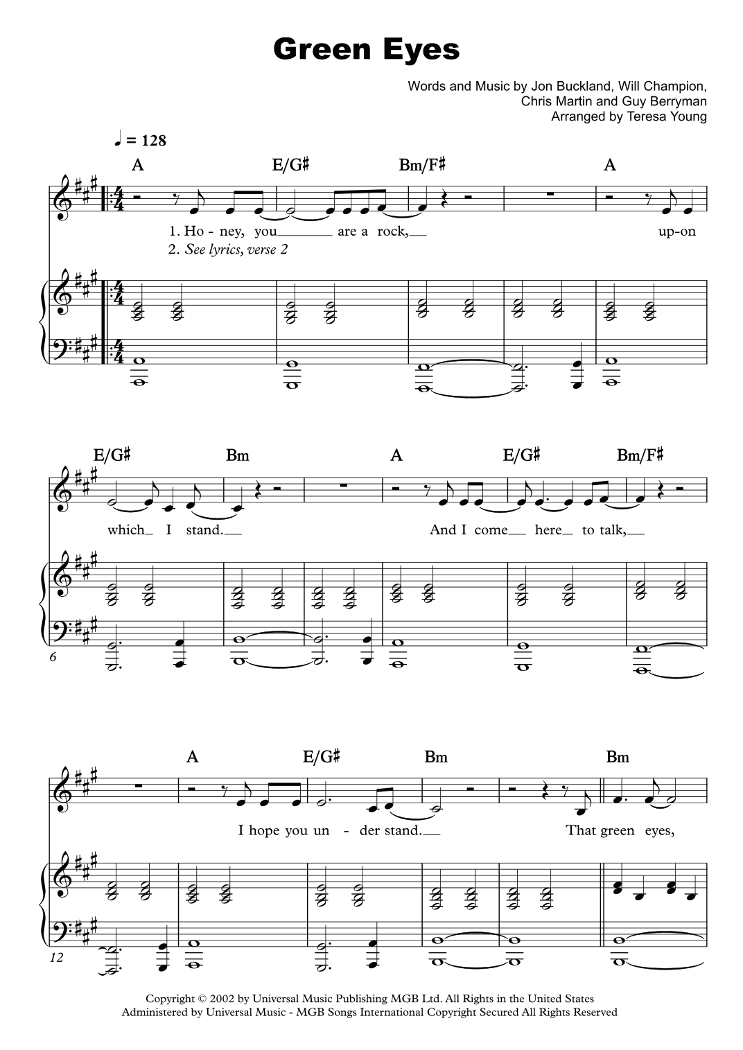 Green Eyes (arr. Teresa Young)