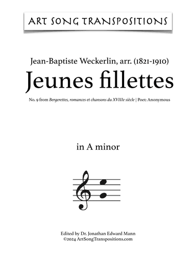 WECKERLIN: Jeunes fillettes (transposed to A minor) (arr. Jean-Baptiste Weckerlin)