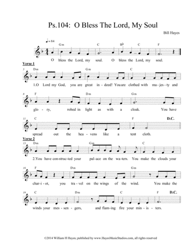 Psalm 104:  O Bless The Lord, My Soul