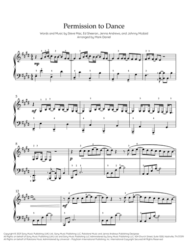 Permission To Dance (arr. Mark Daniel)