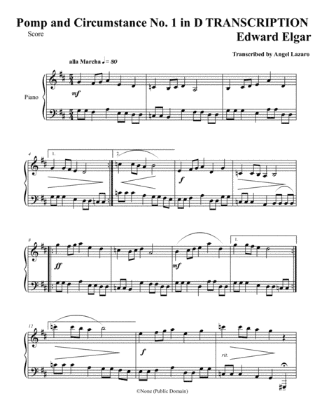 POMP AND CIRCUMSTACE NO.1 IN D "TRANSCRIPTION" (arr. Angel Lazaro)