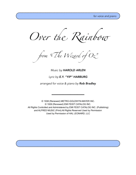 Over The Rainbow (from The Wizard Of Oz) (arr. Rob Bradley)