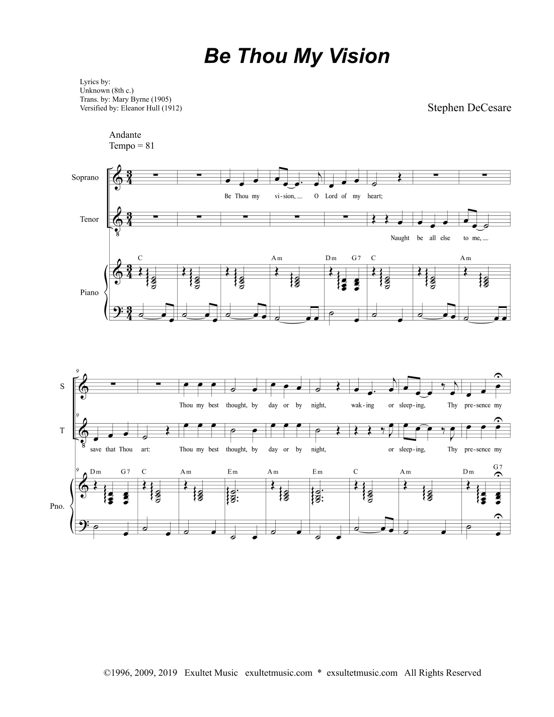 Be Thou My Vision (Duet for Soprano and Tenor Solo)