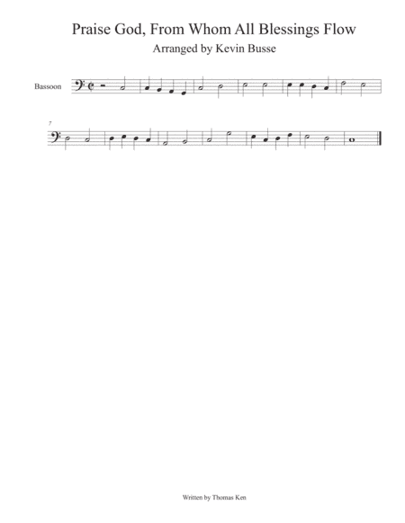 Praise God, From Whom All Blessings Flow - Bassoon (arr. Kevin Busse)