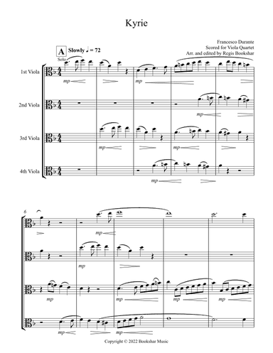 Kyrie (Durante) (Viola Quartet) (arr. Regis Bookshar)