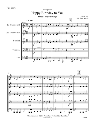 Happy Birthday- brass quintet (arr. John Hoesly)