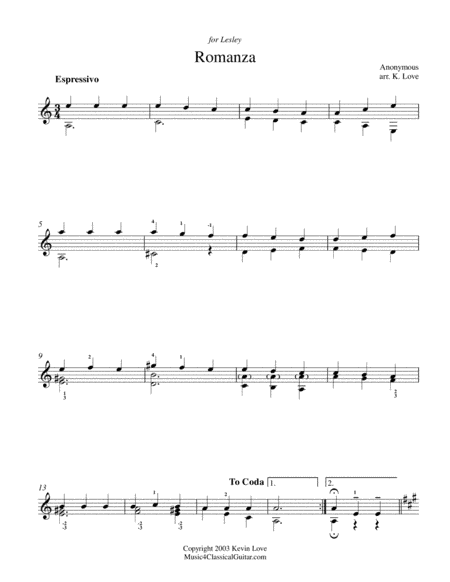 Romanza (Spanish Romance) - Simplified (arr. Kevin Love)