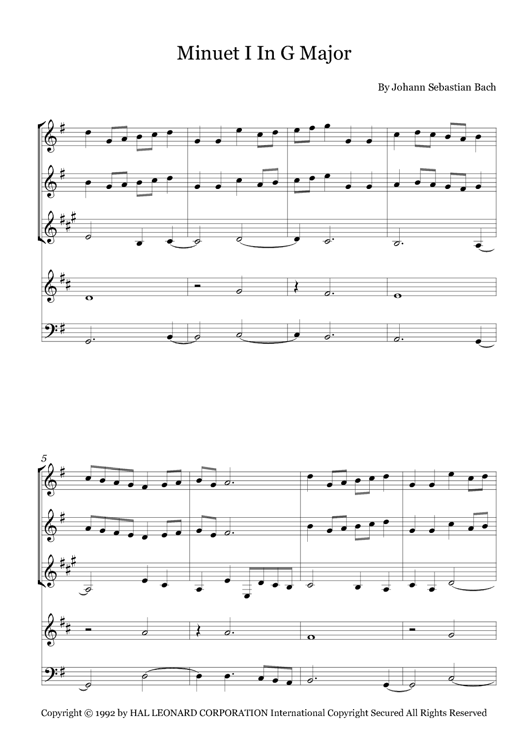 Minuet I In G Major (arr. Fernanda Moura)