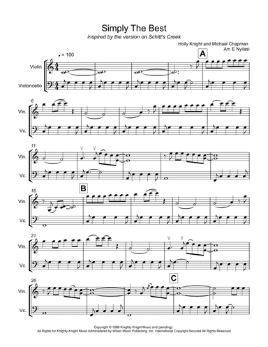 The Best (simply The Best) (arr. E Nyilasi)