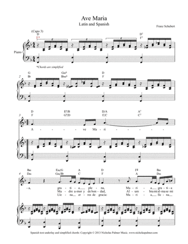 Ave Maria - Latin and Spanish texts - In four keys (arr. Nicholas Palmer)