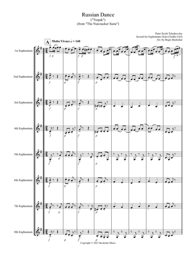 Russian Dance ("Trepak") (from "The Nutcracker Suite") (F) (Euphonium Octet - Treble Clef) (arr. Regis Bookshar)