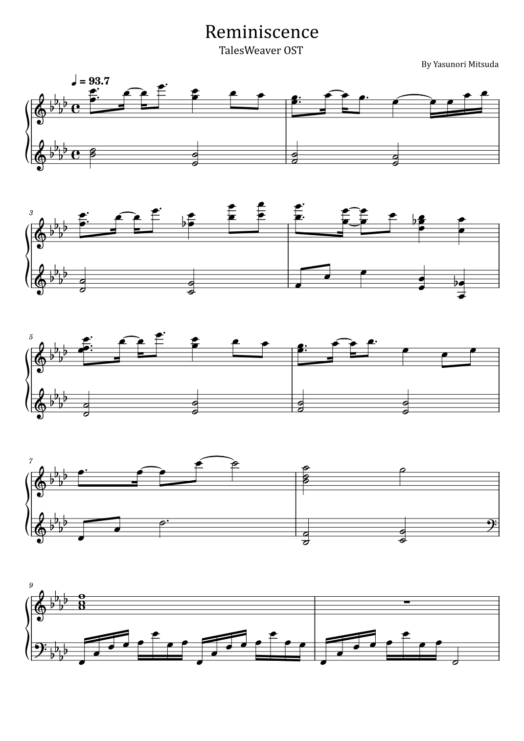 Reminiscence (arr. poon)
