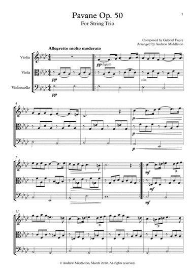 Pavane Op. 50 arranged for String Trio (arr. Andrew Middleton)