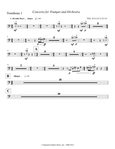 Concerto for Trumpet and Orchestra (2011) Trombone part 1