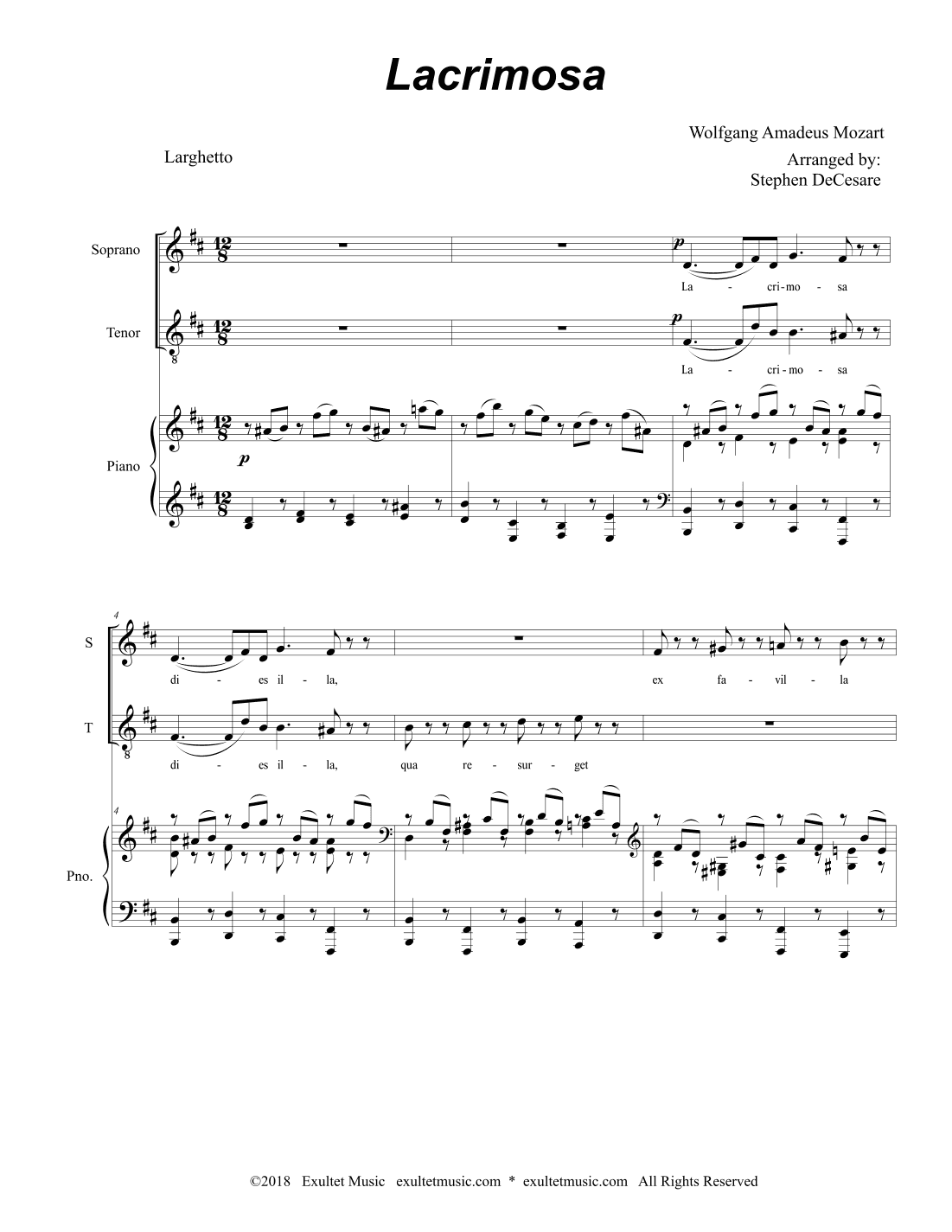 Lacrimosa (Duet for Soprano and Tenor Solo) (arr. Stephen DeCesare)