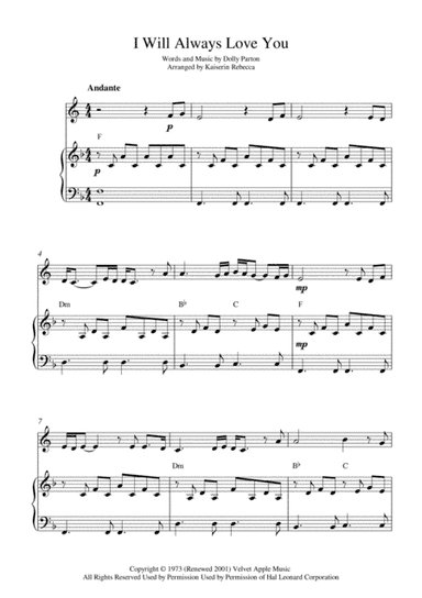I Will Always Love You (arr. Kaiserin Rebecca)
