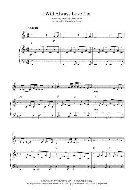 I Will Always Love You (arr. Kaiserin Rebecca)