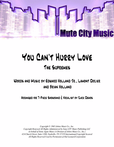 You Can't Hurry Love (arr. Zack Demos)