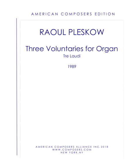 [Pleskow] Three Voluntaries for Organ