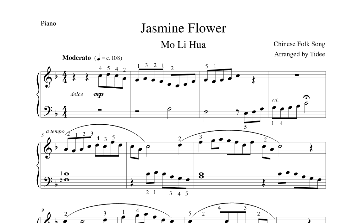 Jasmine Flower (arr. Tidee)