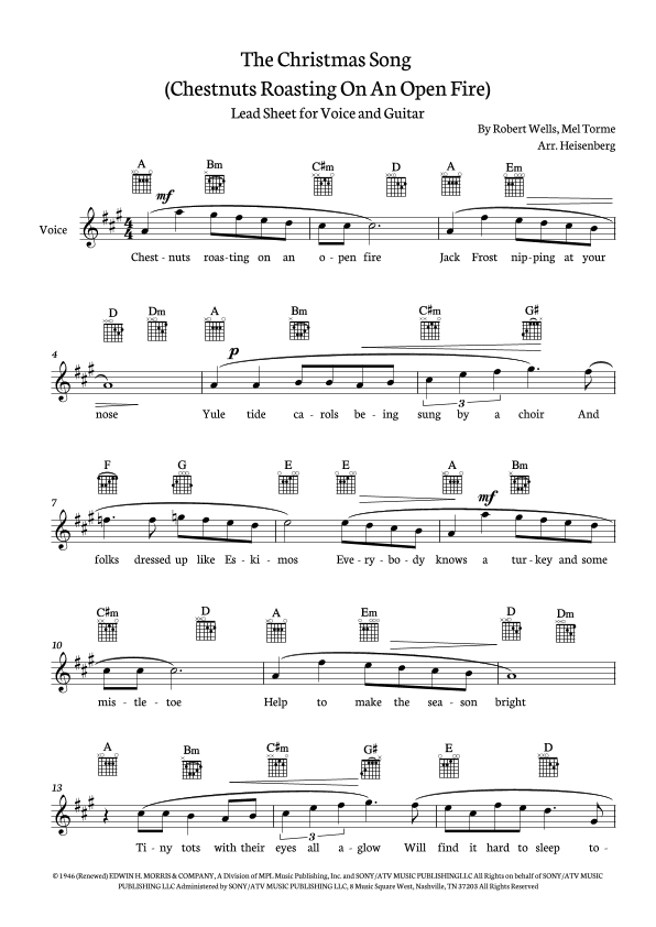 The Christmas Song (chestnuts Roasting On An Open Fire) (arr. Heisenberg)