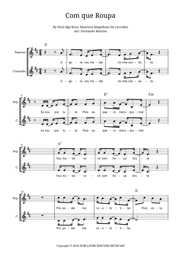 Com Que Roupa (arr. Fernando Martins)