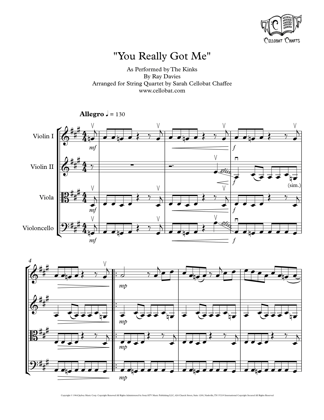 You Really Got Me (arr. Sarah Cellobat Chaffee)
