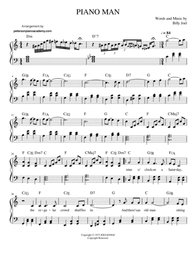 Piano Man (arr. petersonpianoacademy.com)