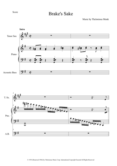 Brake's Sake (arr. The Sheet Music Library)