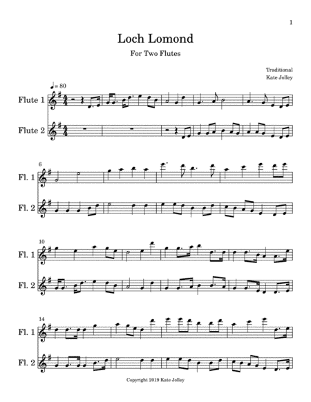 Loch Lomond Flute Duet (arr. Kate Jolley)