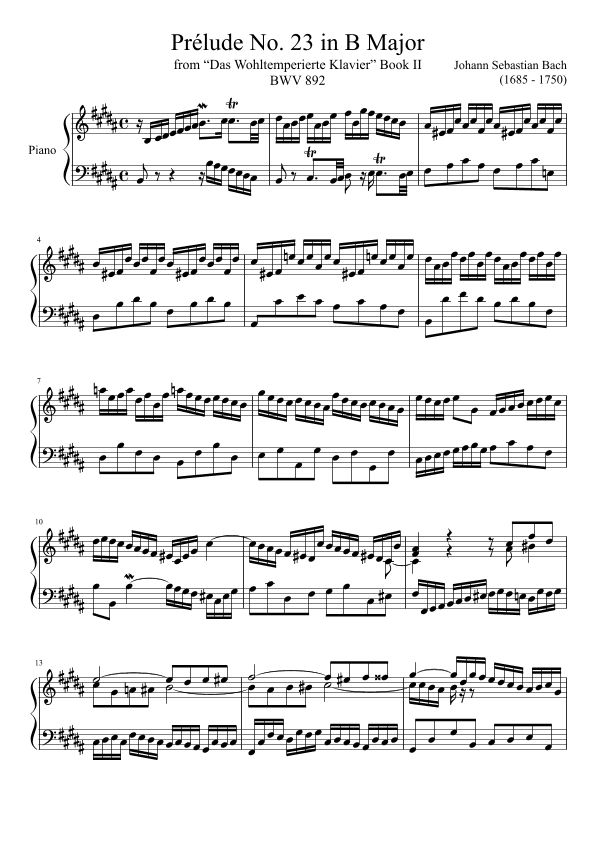 Prelude No. 23 BWV 892 (arr. Zachary Corbett)
