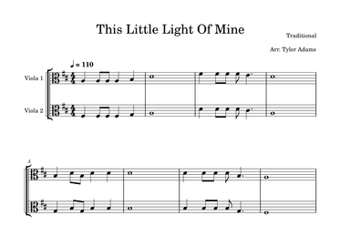 This Little Light Of Mine (Easy Viola Duet) (arr. Tyler Adams)