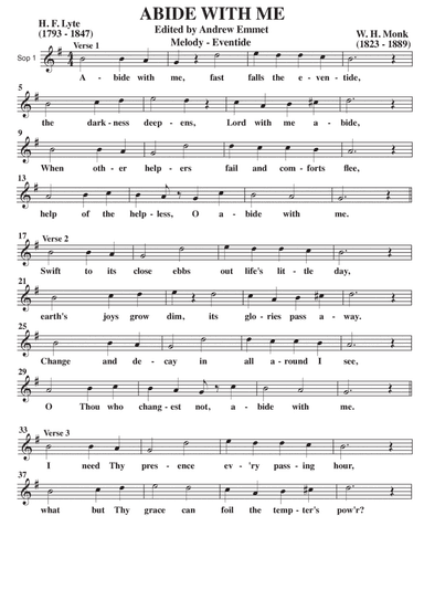 Abide With Me A Cappella SSA (arr. Edited by Andrew Emmet)