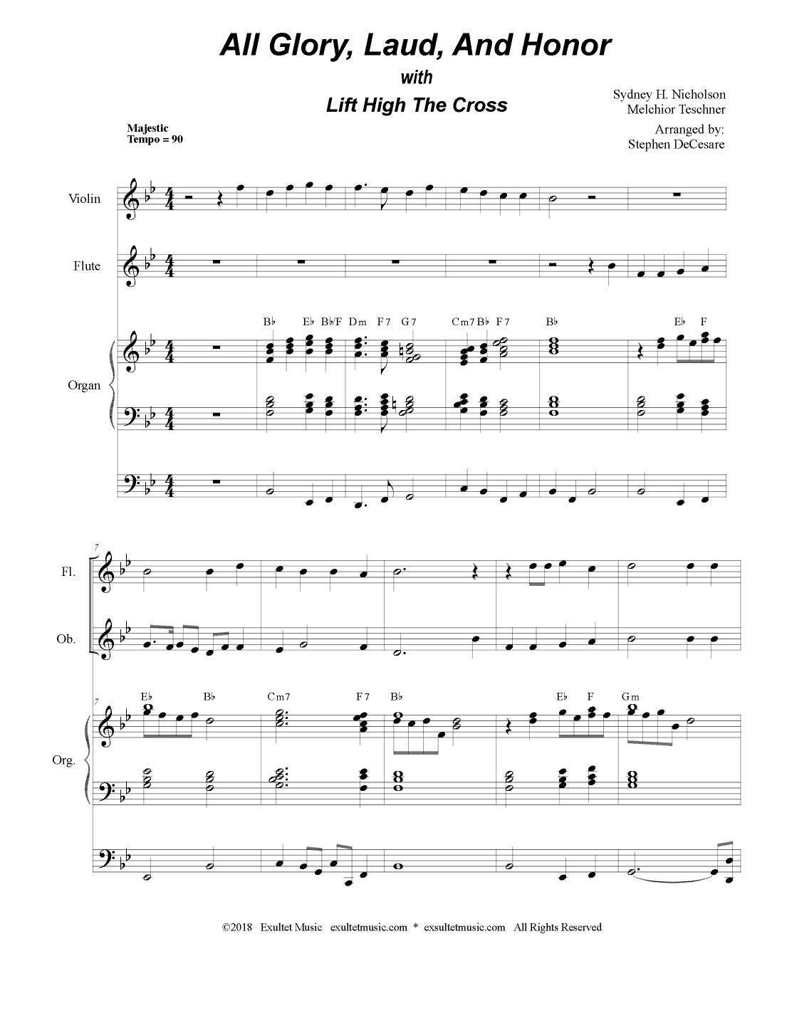 All Glory, Laud, And Honor (with "Lift High The Cross" - for Woodwind Quartet and Organ) (arr. Stephen DeCesare)