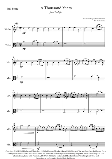 A Thousand Years (arr. Fabio Britto)