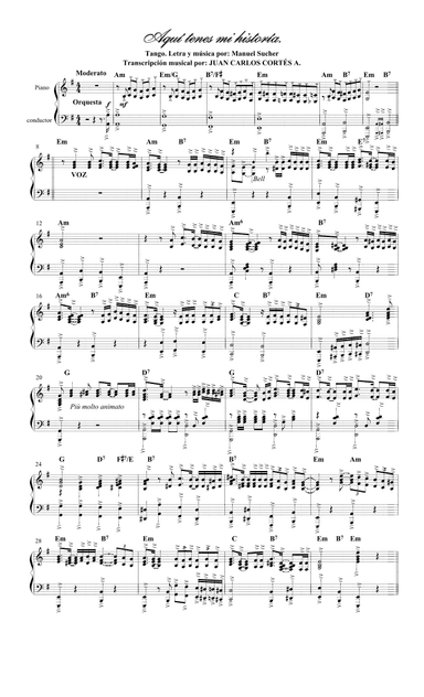 Aqui tenes mi historia. Tango por: Manuel Sucher (arr. Juan Carlos Cortés Aguirre)