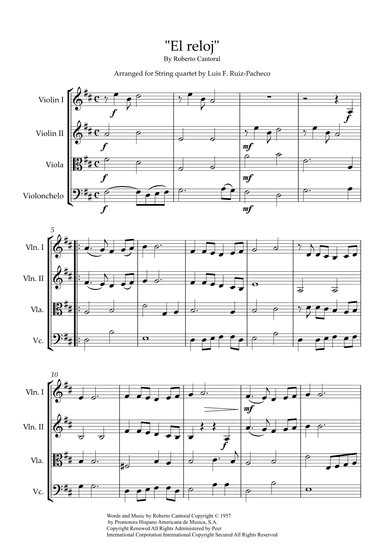 El Reloj (arr. Luis F. Ruiz-Pacheco)