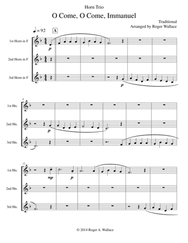 O Come, O Come, Immanuel (Emmanuel) - Horn Trio (arr. Roger Wallace)