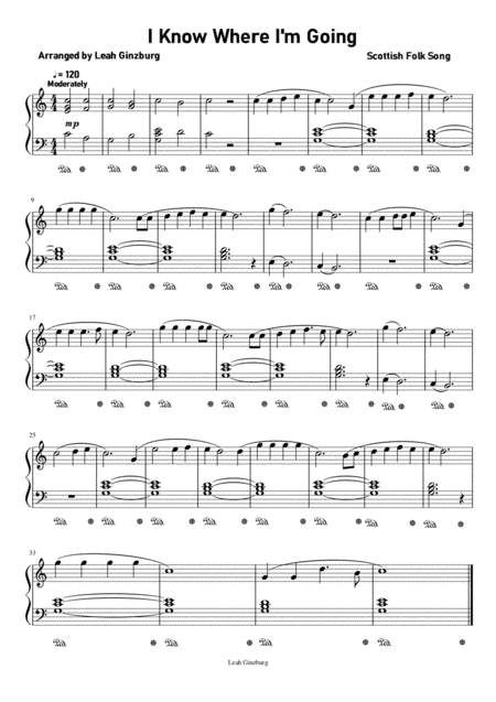 "I Know Where I'm Going" Scottish Folk Song, Easy piano version (arr. Leah Ginzburg)