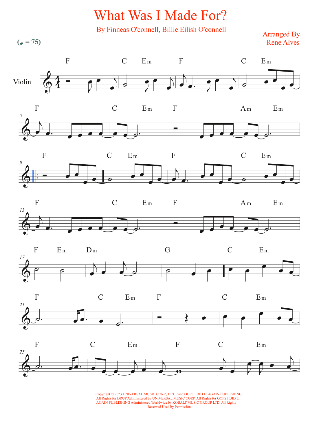 What Was I Made For? (arr. Rene Alves)