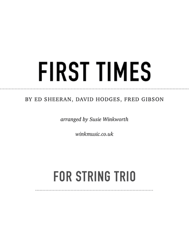 First Times (arr. Susie Winkworth winkmusic.co.uk)