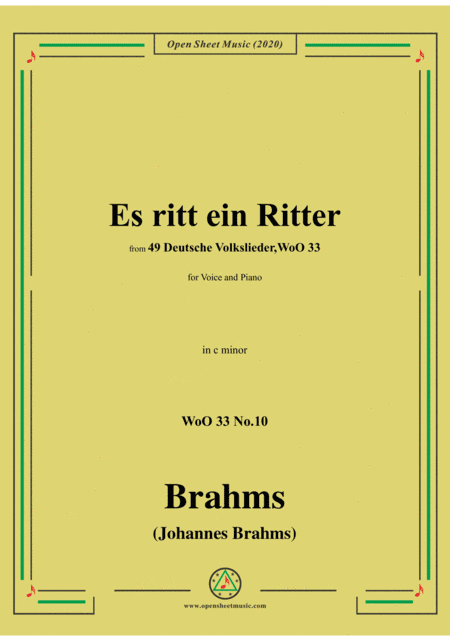 Brahms-Es ritt ein Ritter,WoO 33 No.10,in c minor,for Voice and Piano (arr. MSM)