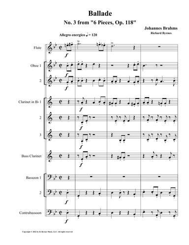 Brahms - Ballade, Op. 118 (Woodwind Choir) (arr. Richard Byrnes)