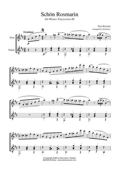 Schon Rosmarin for flute and guitar (arr. K. Krantz)