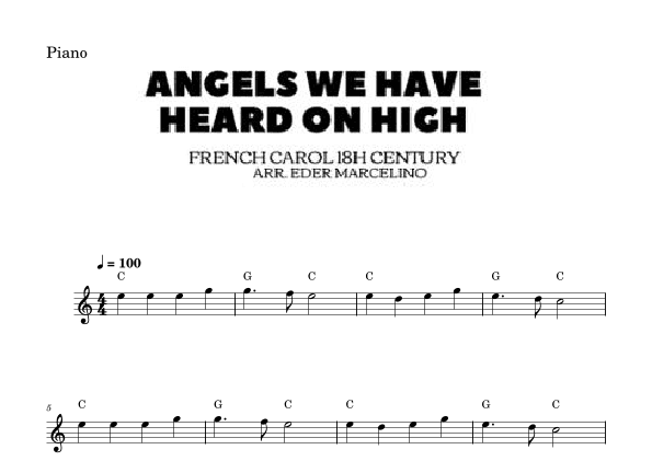 Angels We Have Heard On High to Piano Beginners (arr. Eder Marcelino)